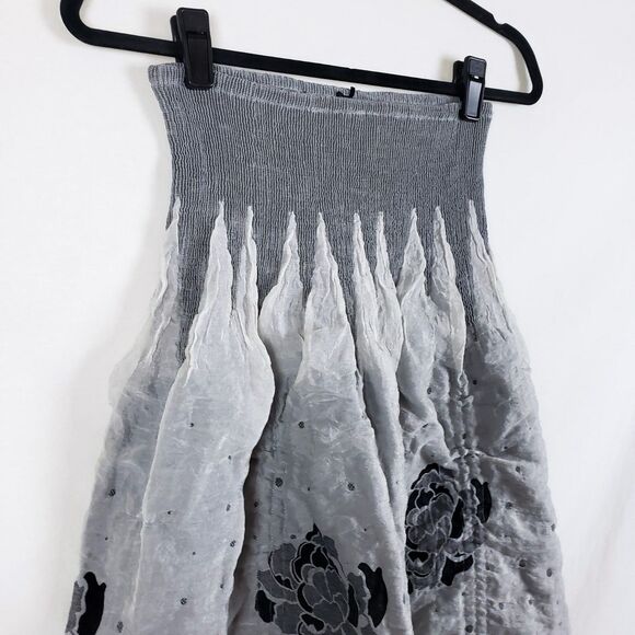 Fairy Smocked Bubble Hem Dress Convertible Womens One-Size Gray Cinching - Picture 5 of 11
